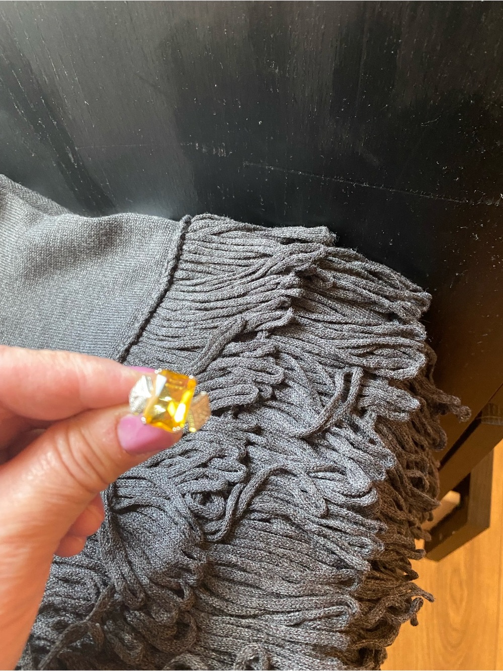 Source Unknown Yellow Crystal Statement Ring with Silver Tone Band